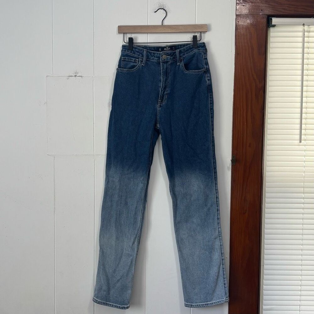 Hollister ultra high rise stacked vintage straight ombré jeans size 27‎